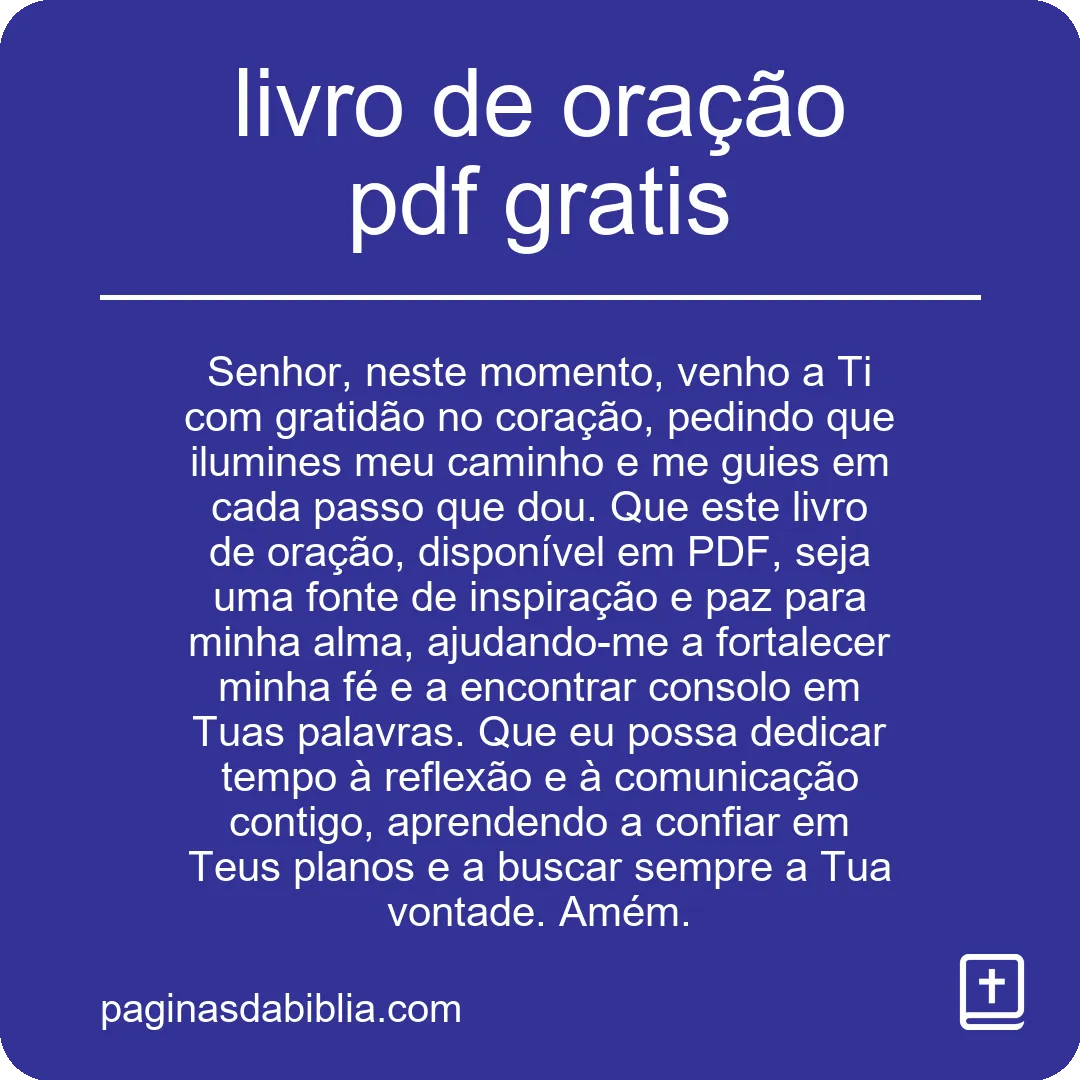 Baixe livro de oração em PDF gratuitamente