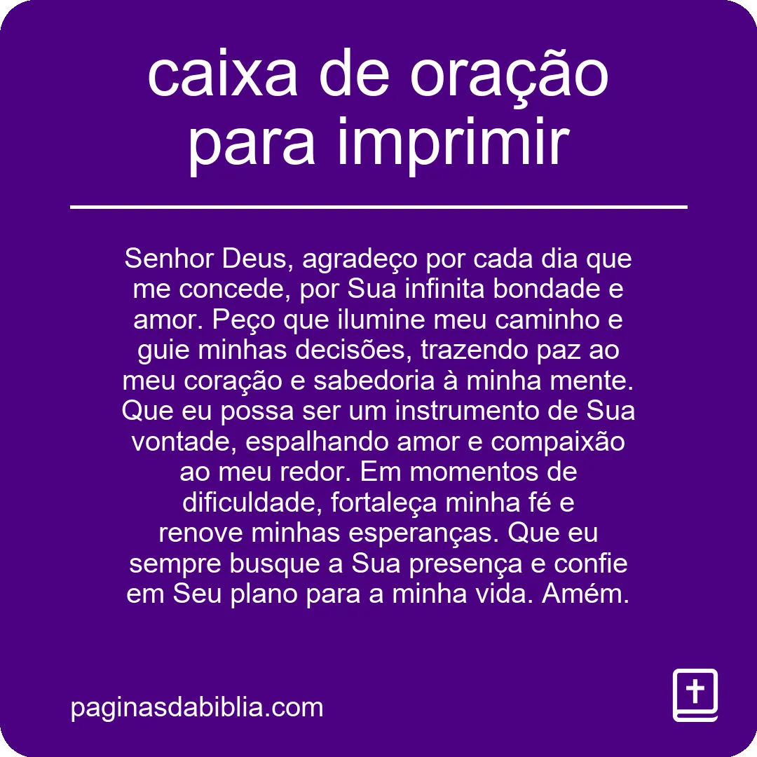 Caixa de Oração para Imprimir: Fortaleça sua Fé!