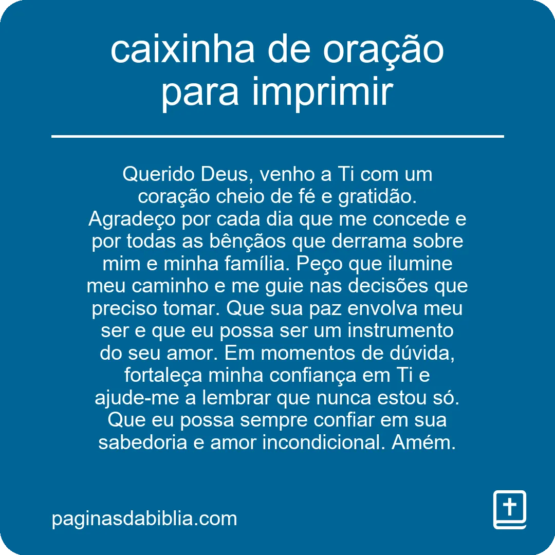 Caixinha de Oração: Imprima e Fortaleça sua Fé!