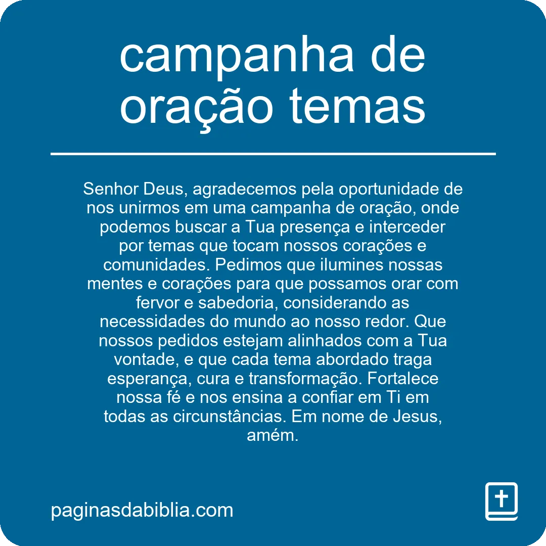 Campanha de Oração: Temas para Reflexão