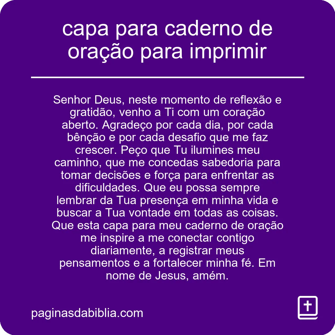 Capa para caderno de oração: modelo para imprimir