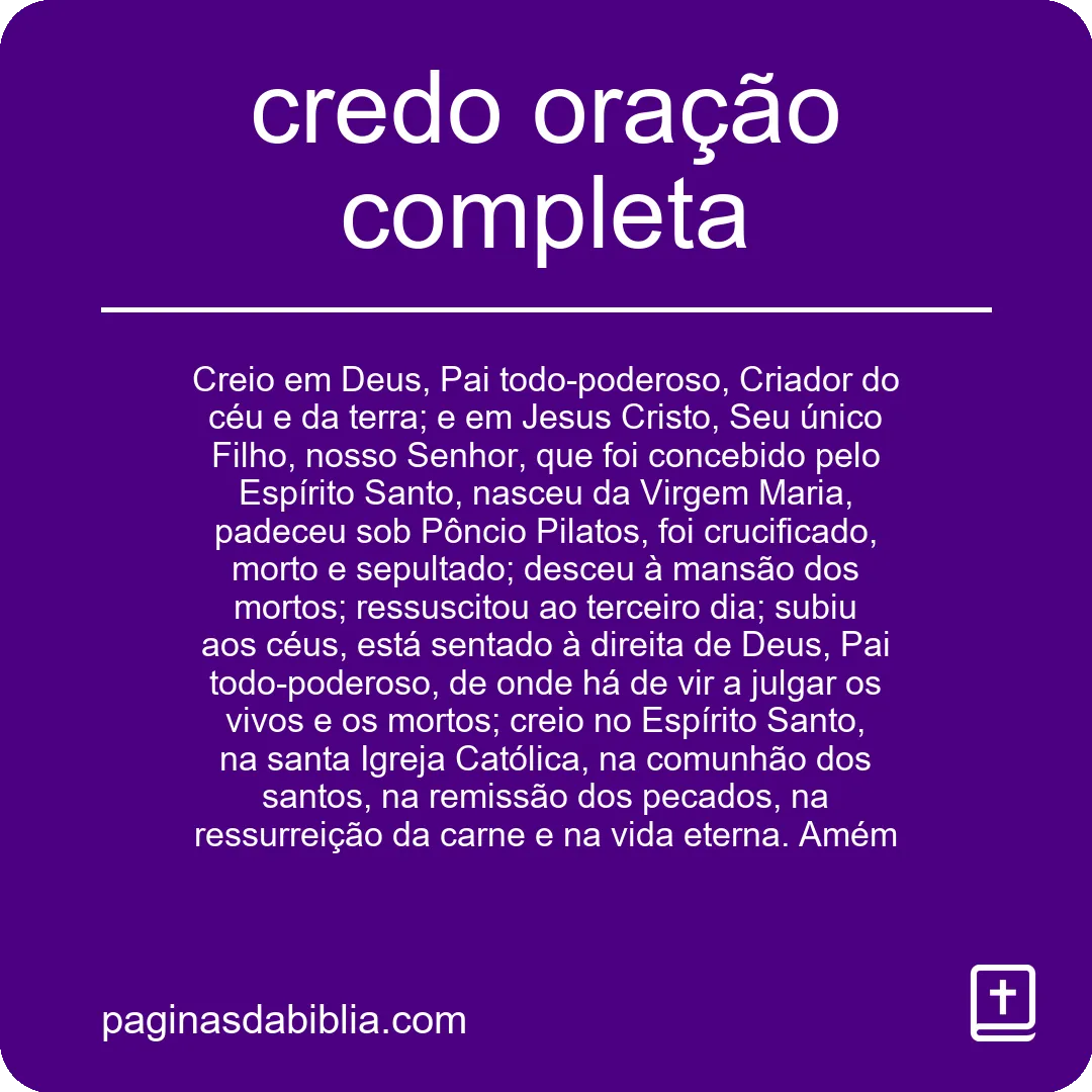 Credo: Oração Completa e Poderosa