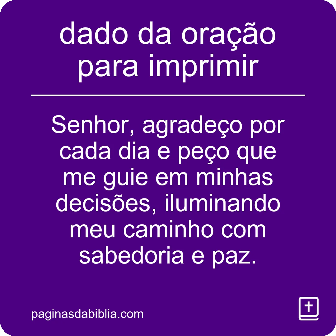 Dado da Oração para Imprimir: Poder Transformador.