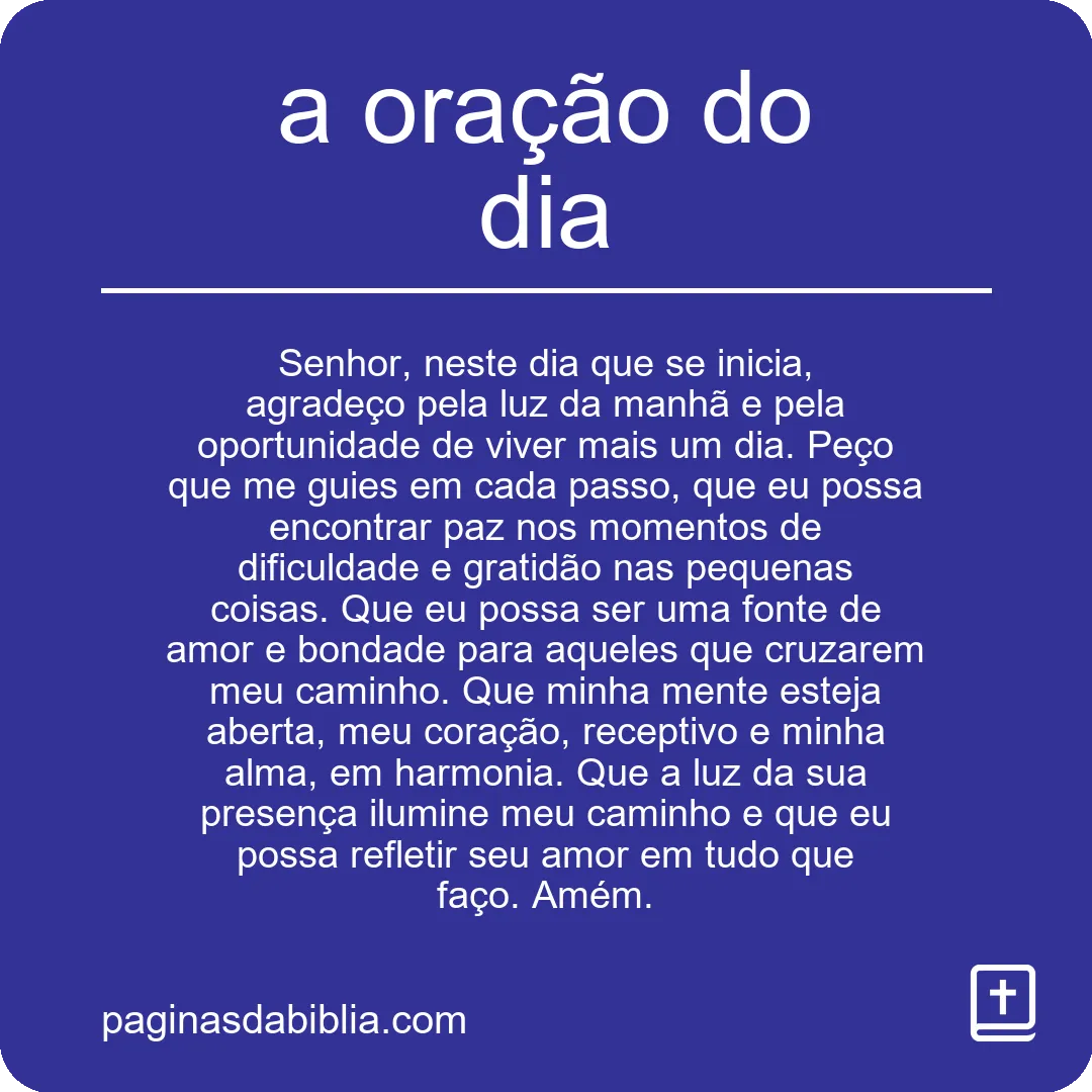 Descubra a incrível transformação através da oração do dia.