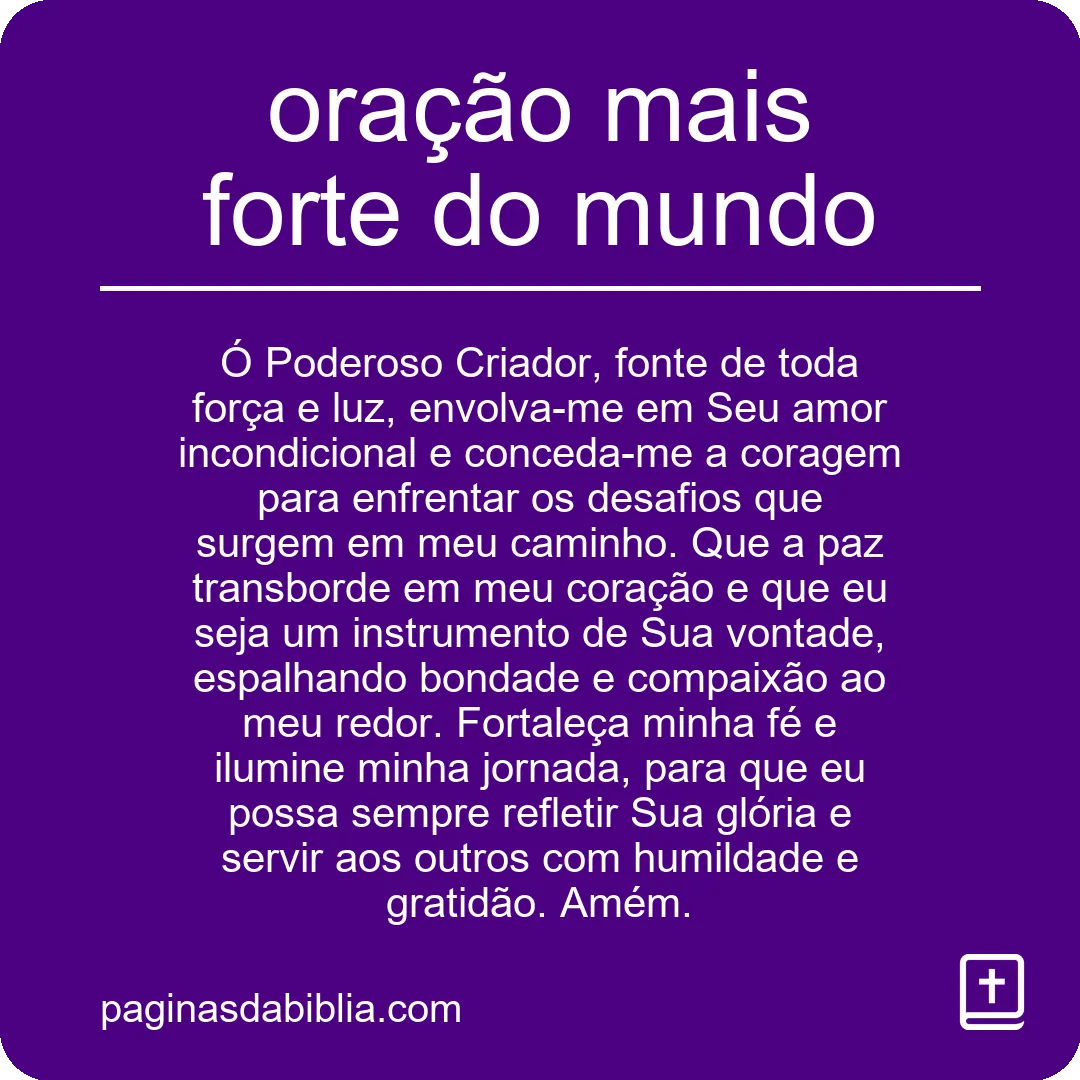 Descubra a oração mais forte do mundo
