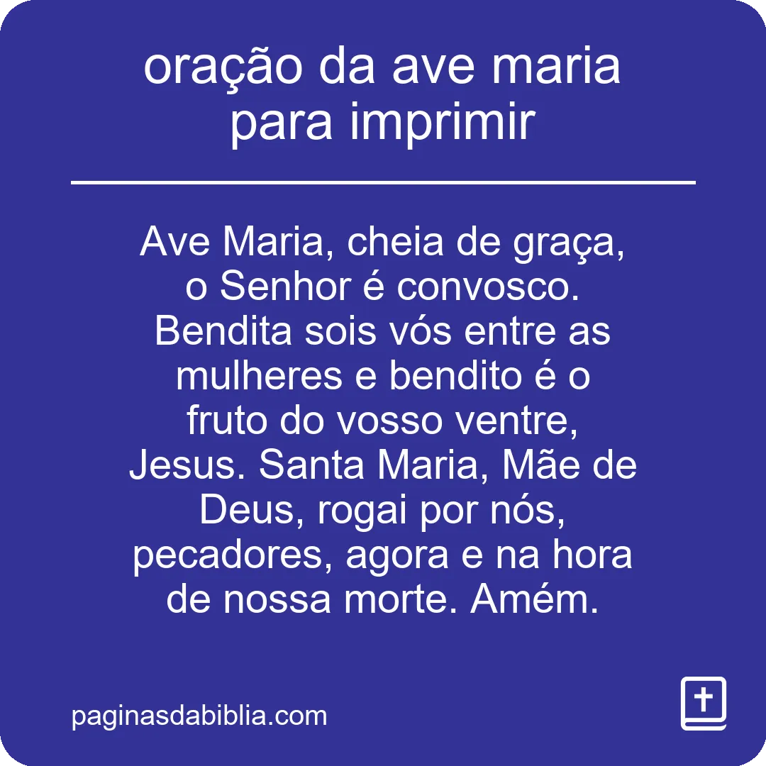 Descubra a Poderosa Oração da Ave Maria para Imprimir