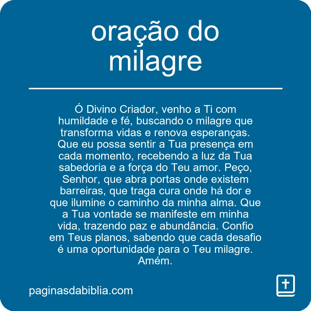 Descubra a Poderosa Oração do Milagre