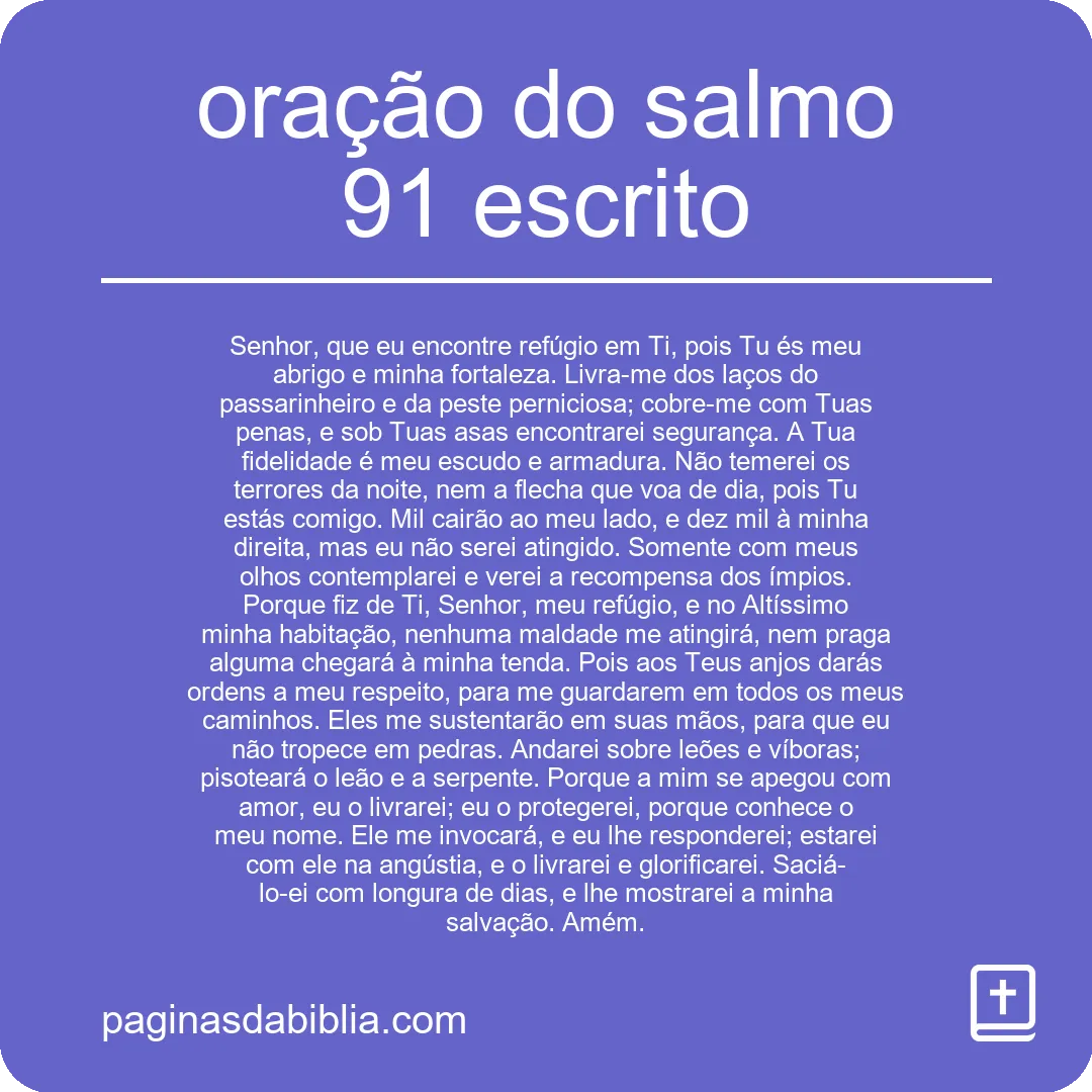 Descubra a Poderosa Oração do Salmo 91 Escrito