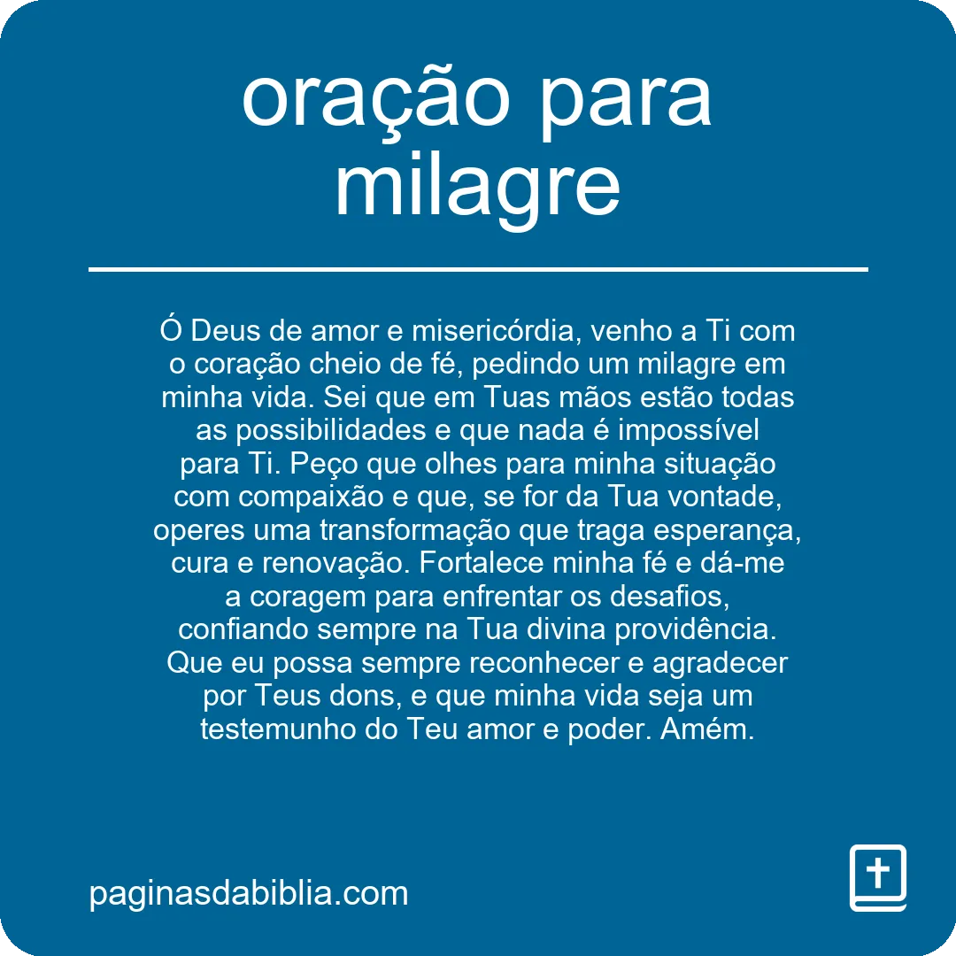 Descubra a Poderosa Oração para Milagre