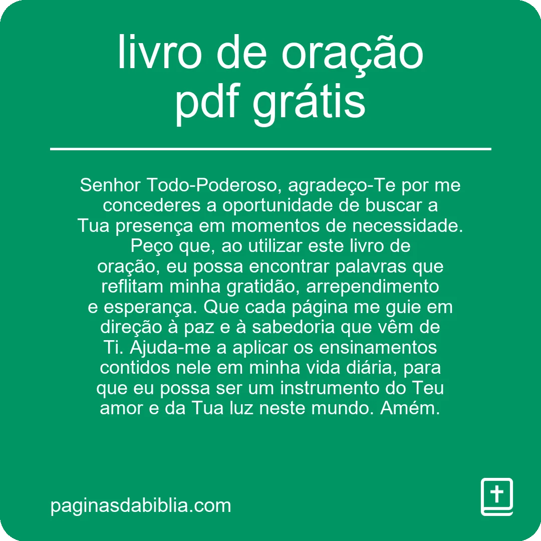 Descubra o Incrível Livro de Oração PDF Grátis