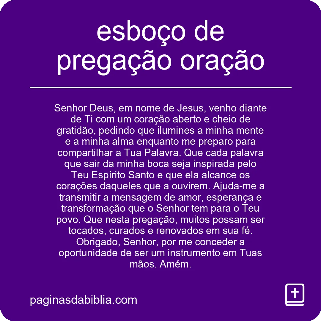 Esboço Pregação: Oração Poderosa para Transformação