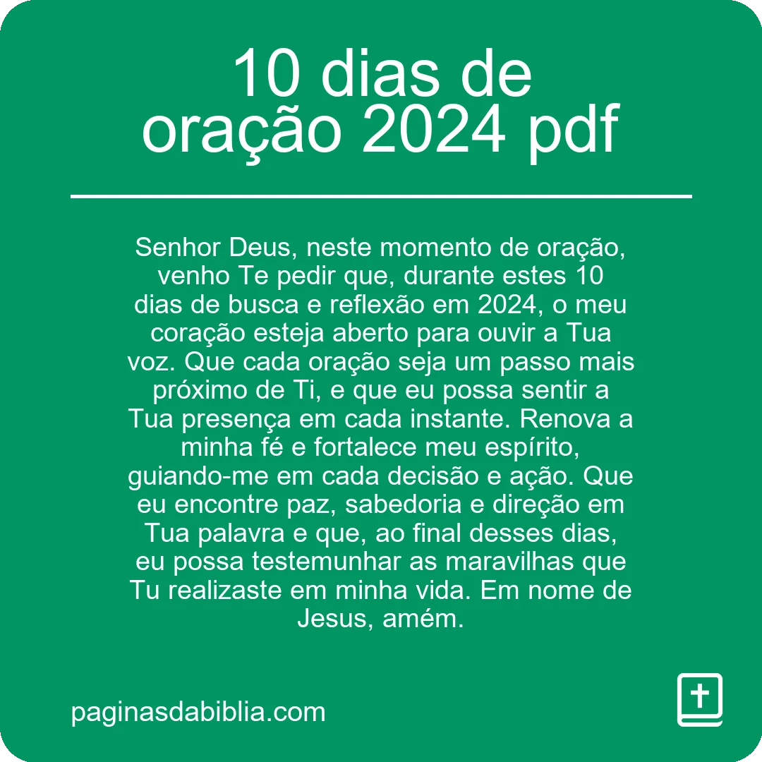 Guia de Oração: 10 Dias 2024 PDF Gratuito