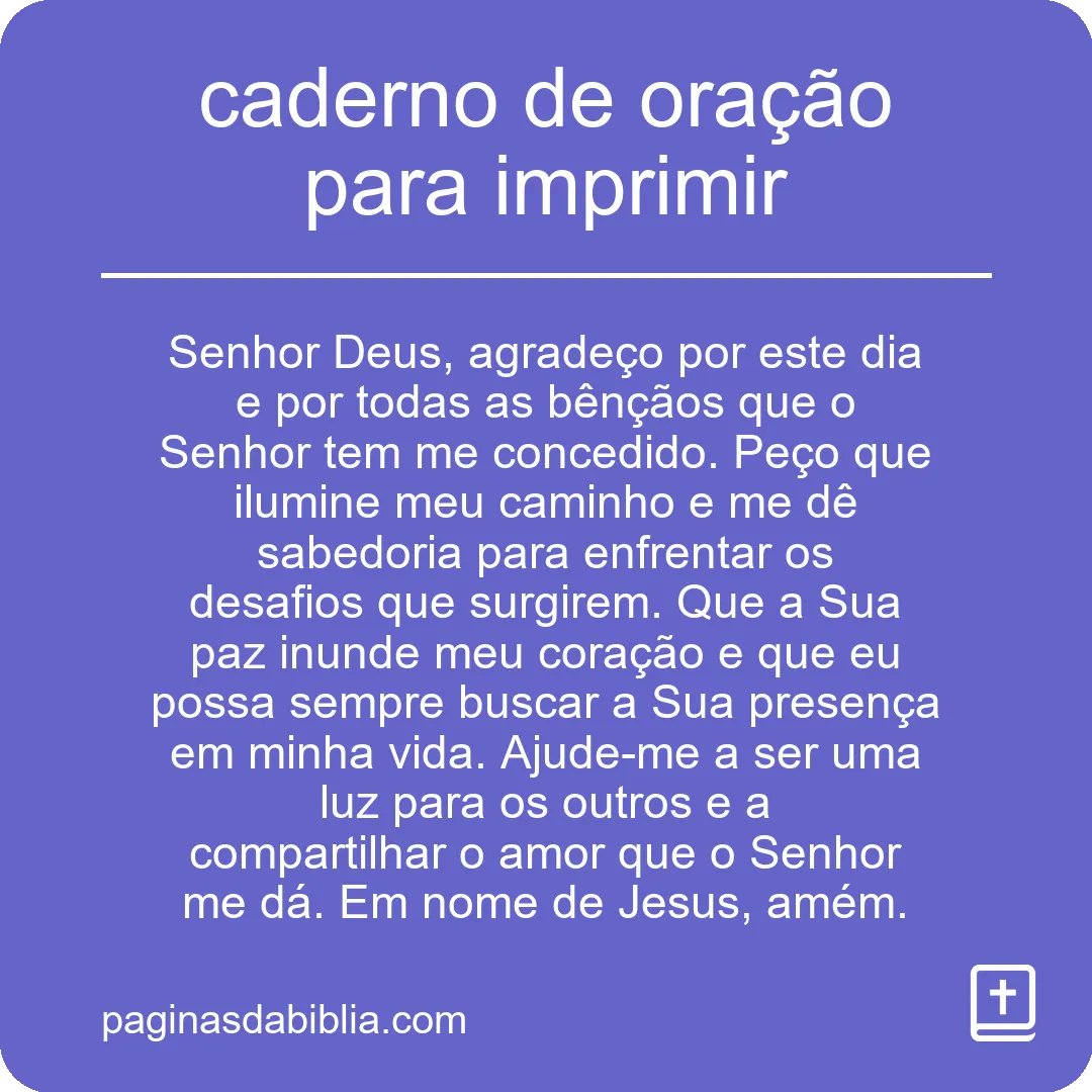 Imprima seu Caderno de Oração Agora!