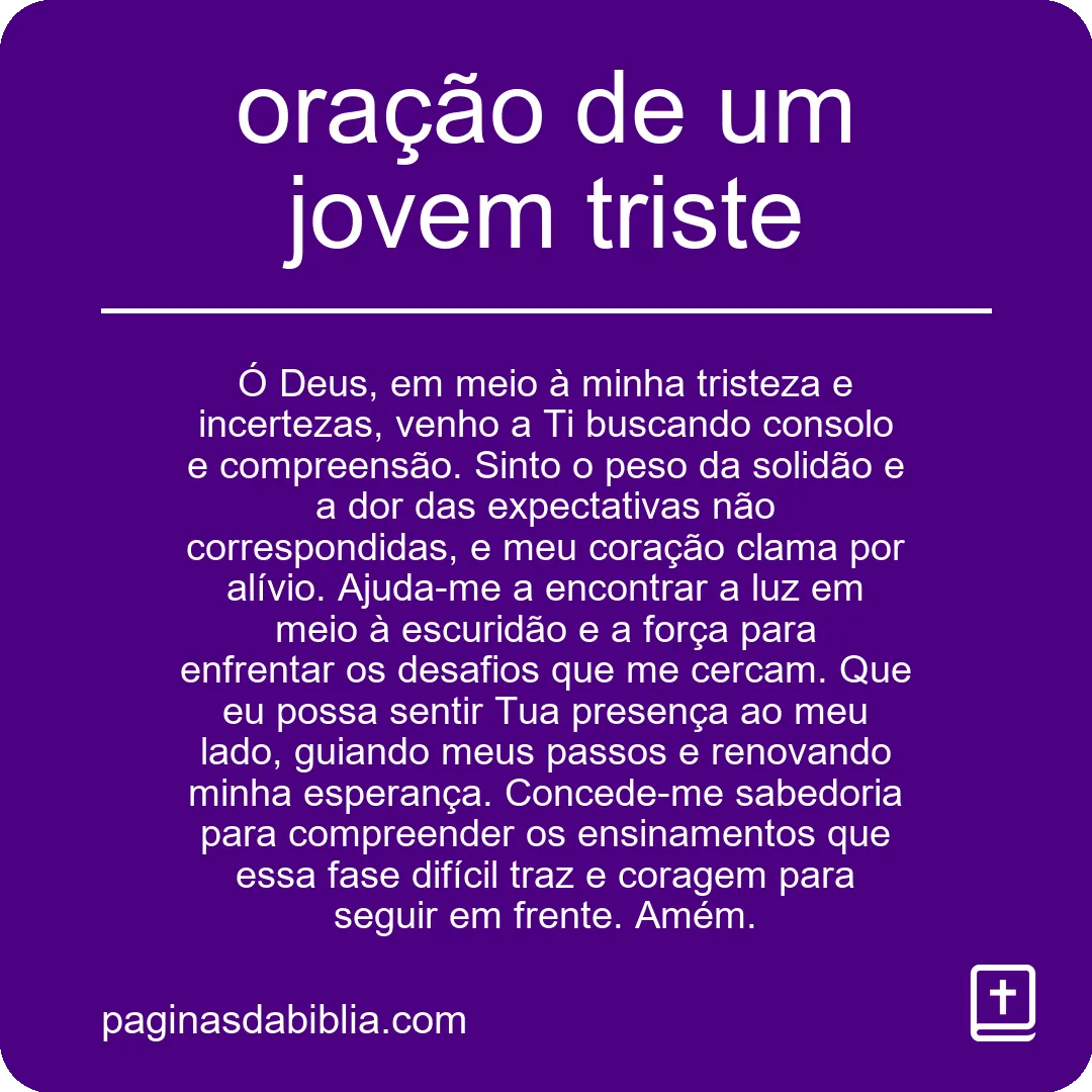 Jovem triste busca consolo na oração