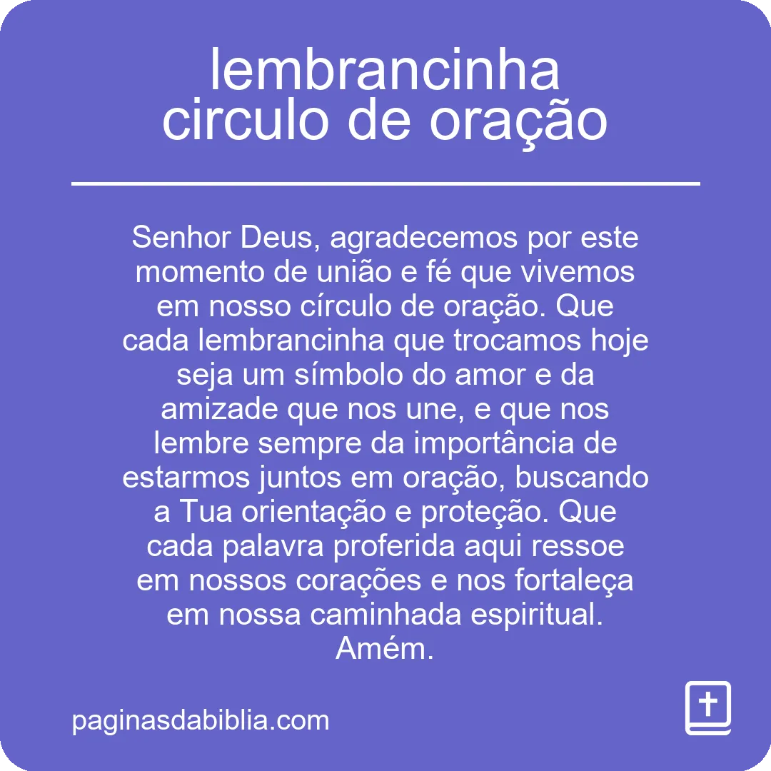Lembrancinha: Círculo de Oração