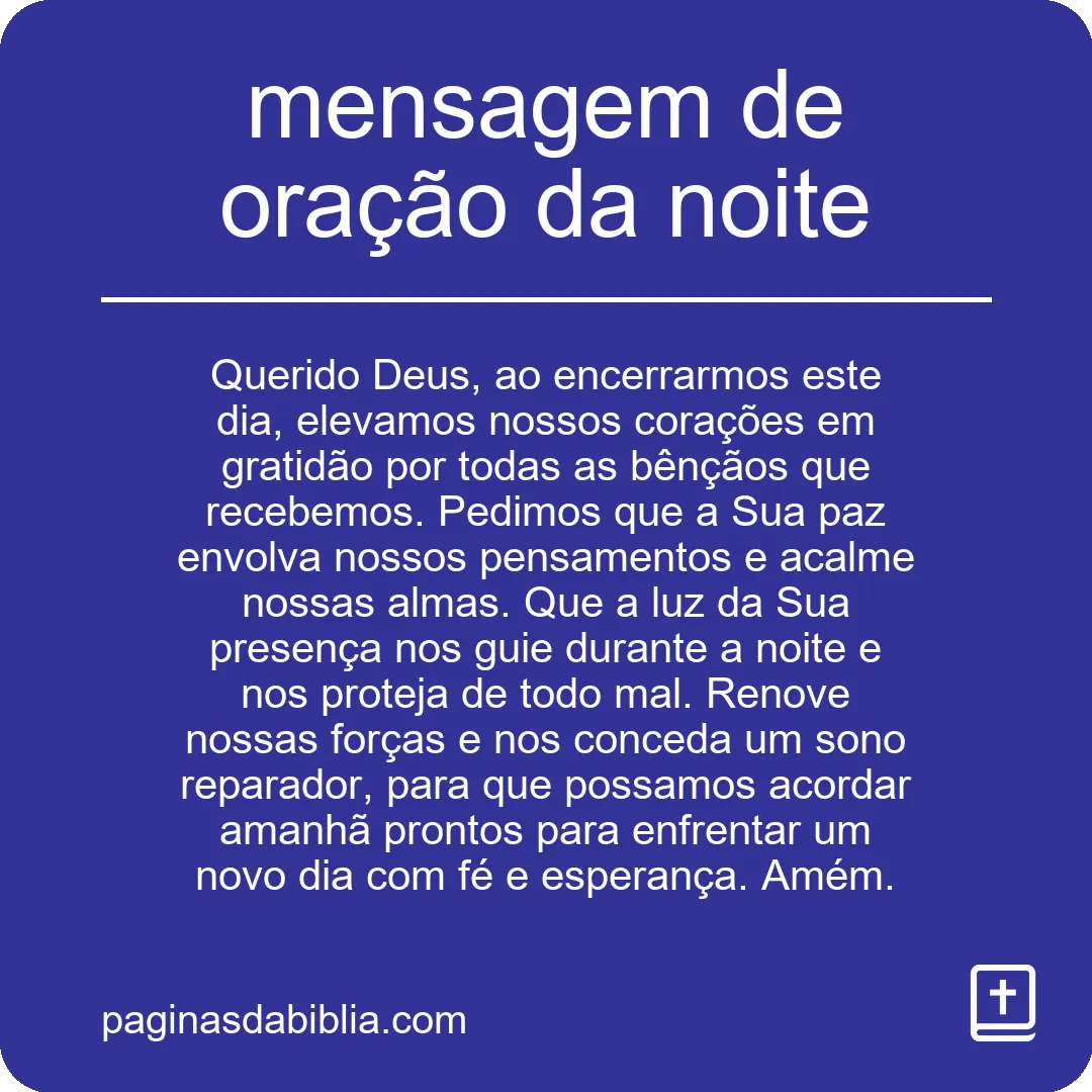 Mensagem de Oração da Noite: Poder Transformador.