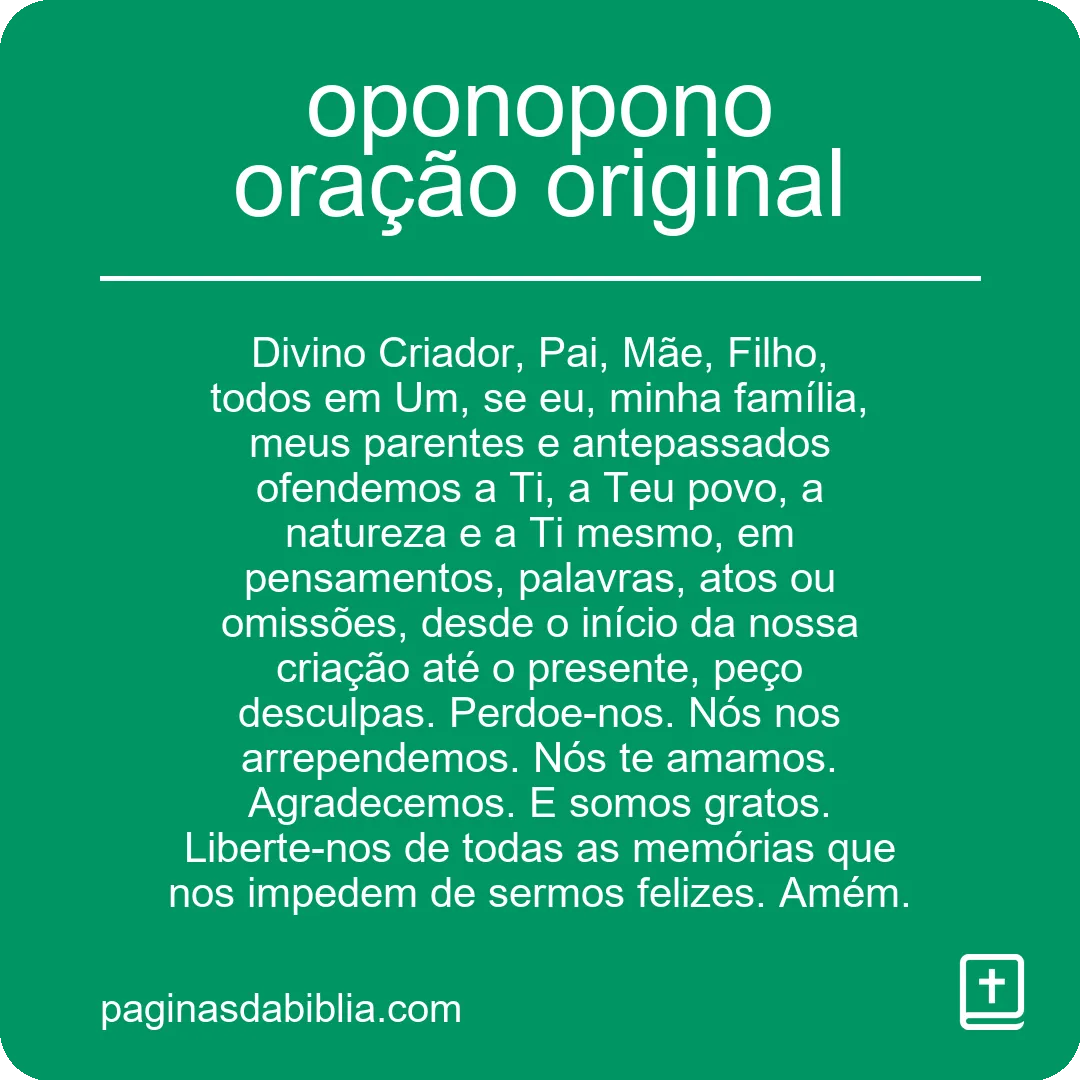 Oponopono: a oração original