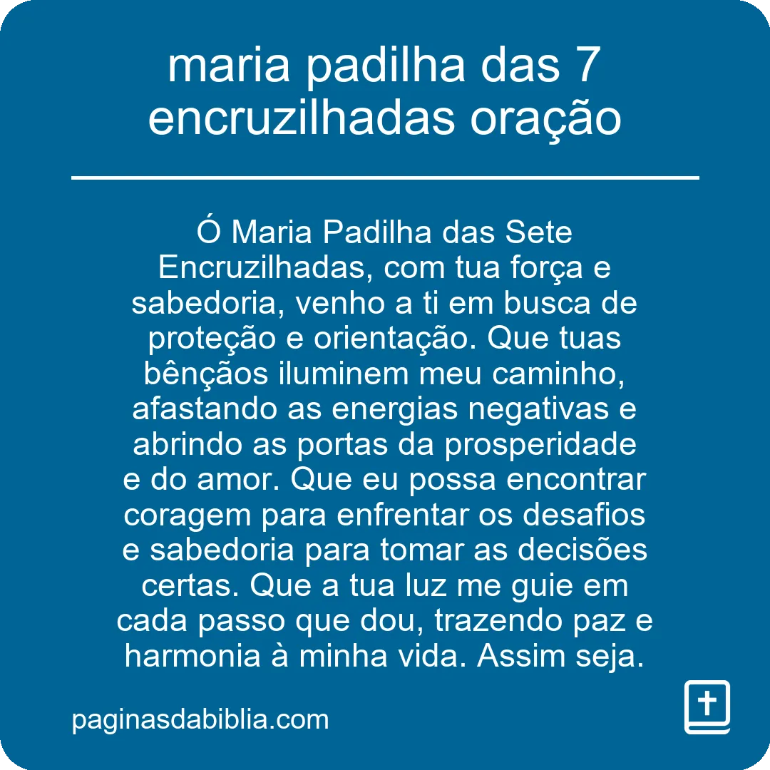 Oração a Maria Padilha das 7 Encruzilhadas