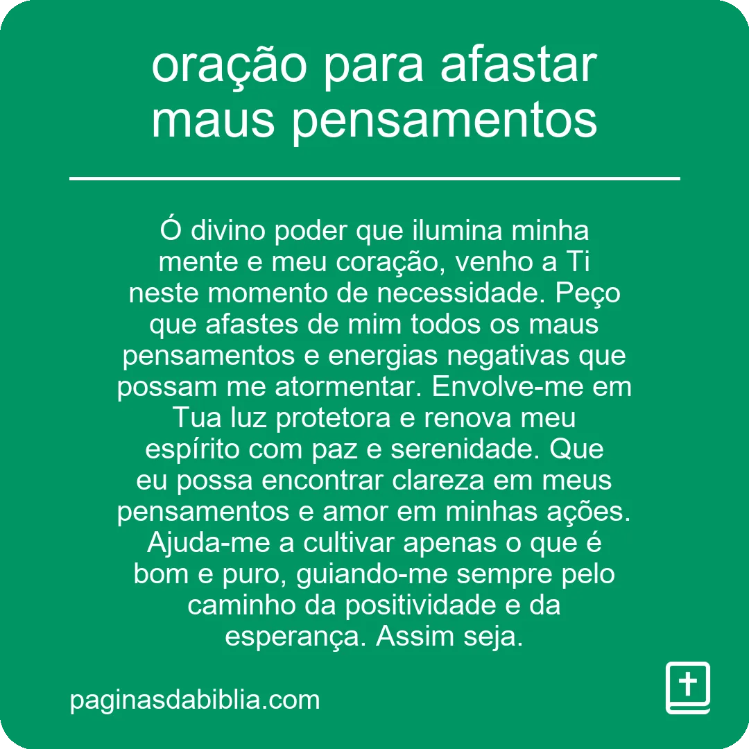 Oração: afaste maus pensamentos
