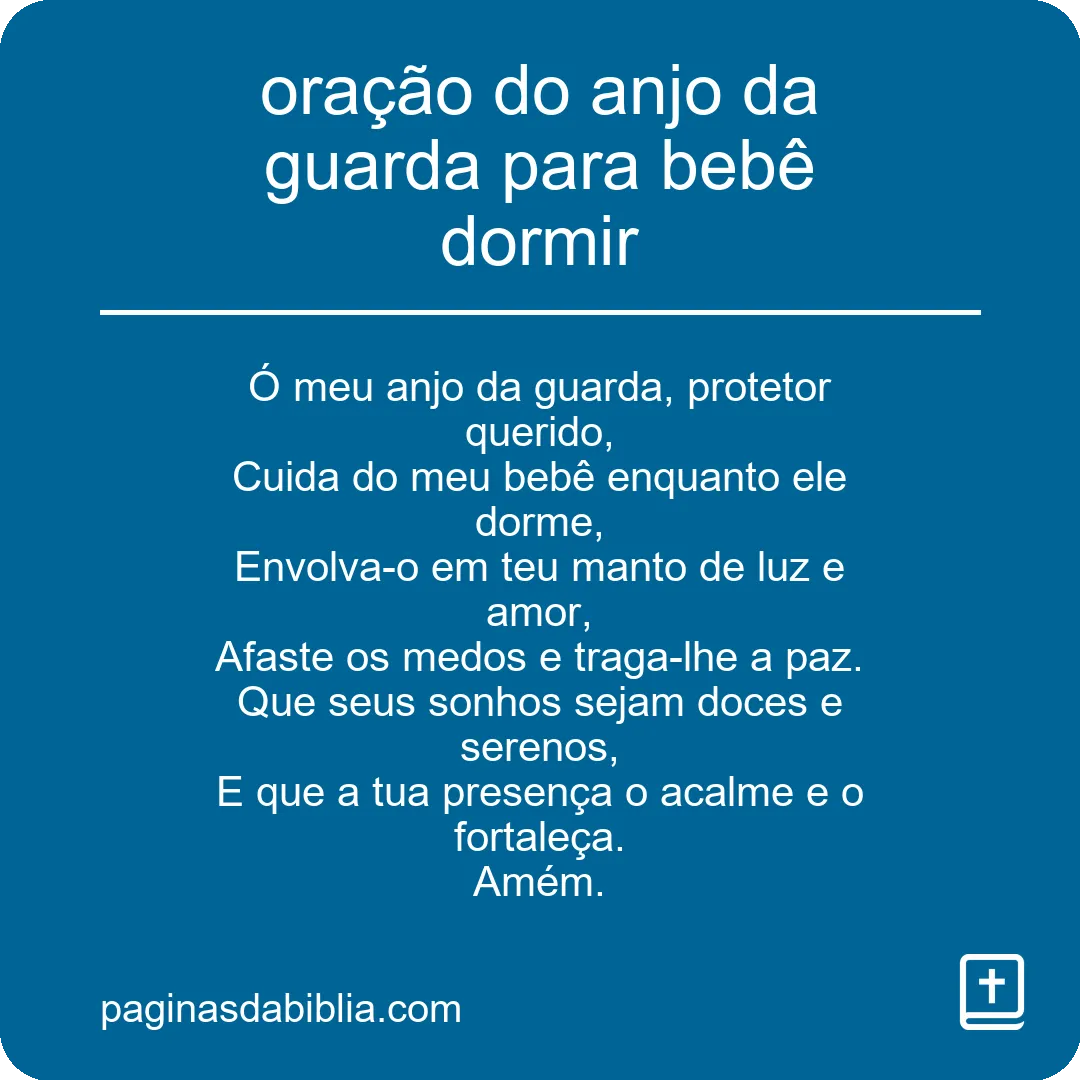 Oração anjo guarda: bebê dormir tranquilo