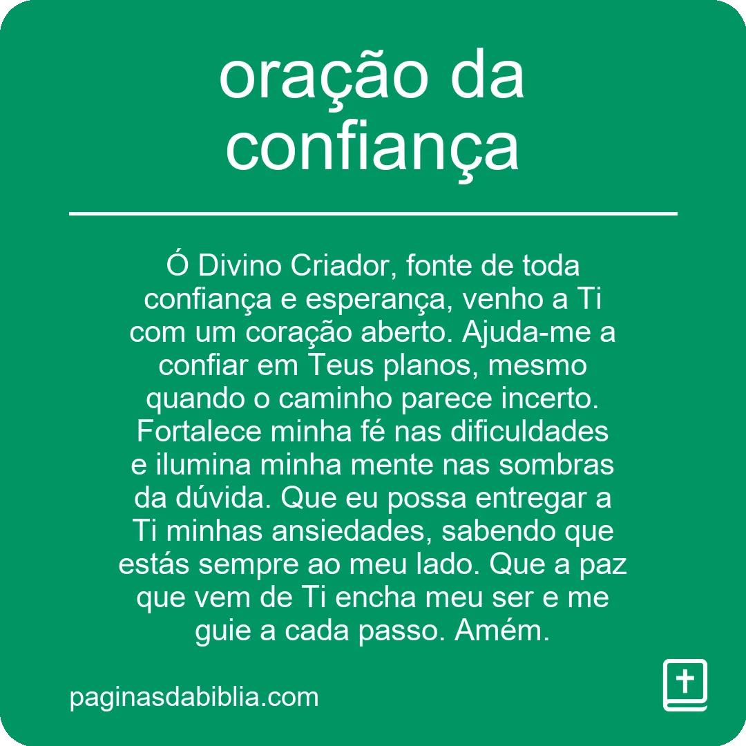 Oração da Confiança: Poder Transformador no Espírito