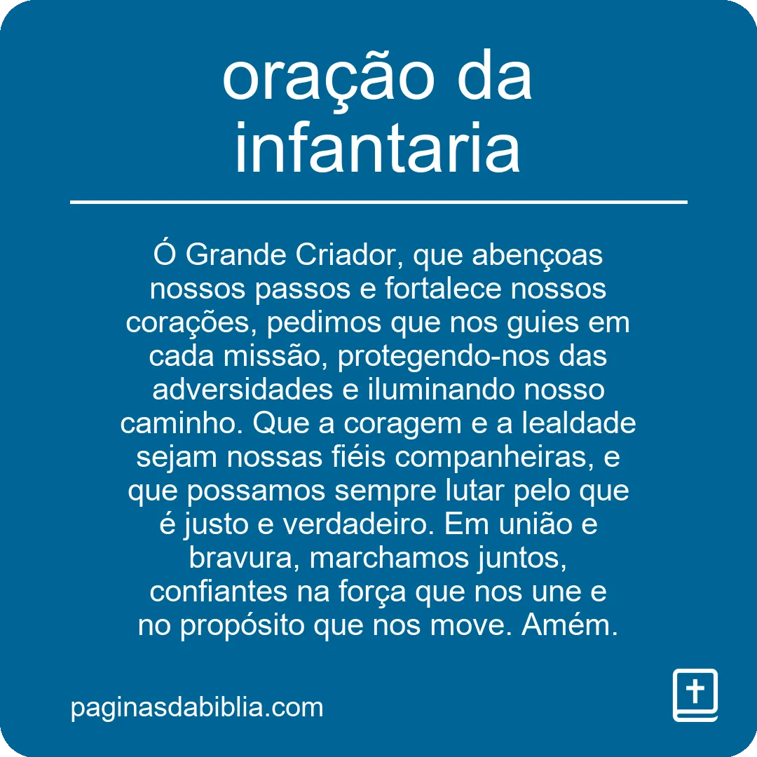 Oração da Infantaria: Força e Proteção Militar