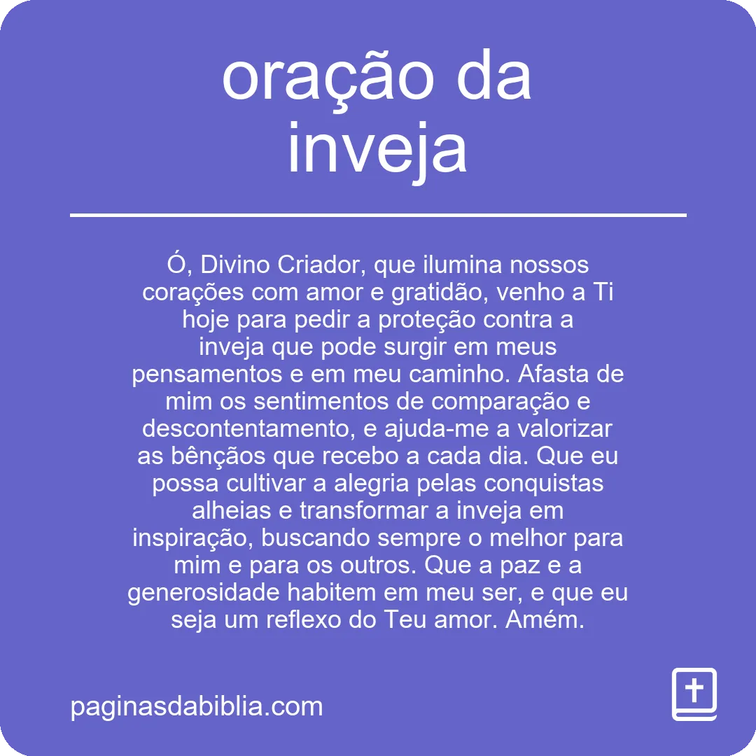 Oração da inveja: libertação e paz