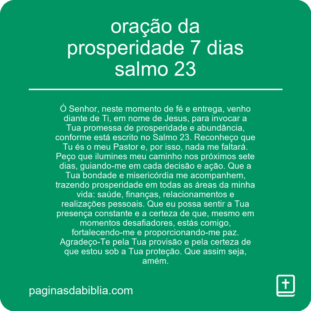 Oração da Prosperidade: Salmo 23 em 7 Dias