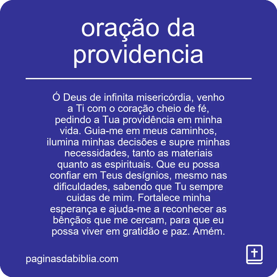 Oração da Providência: Poder Transformador em Ação