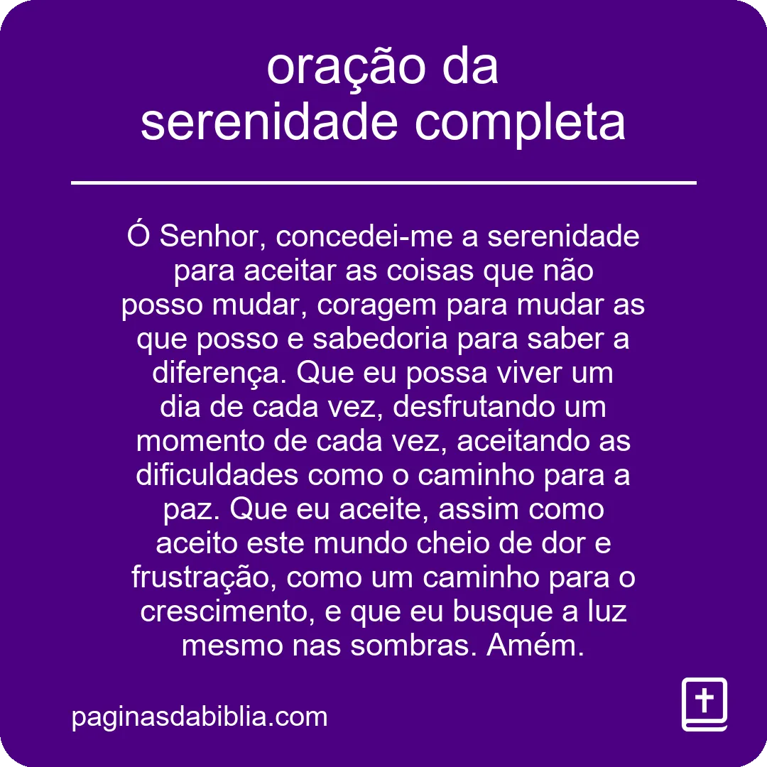 Oração da Serenidade Completa: Paz Interior