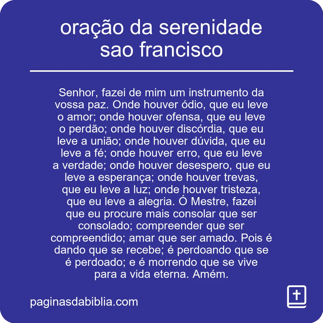Oração da Serenidade por São Francisco