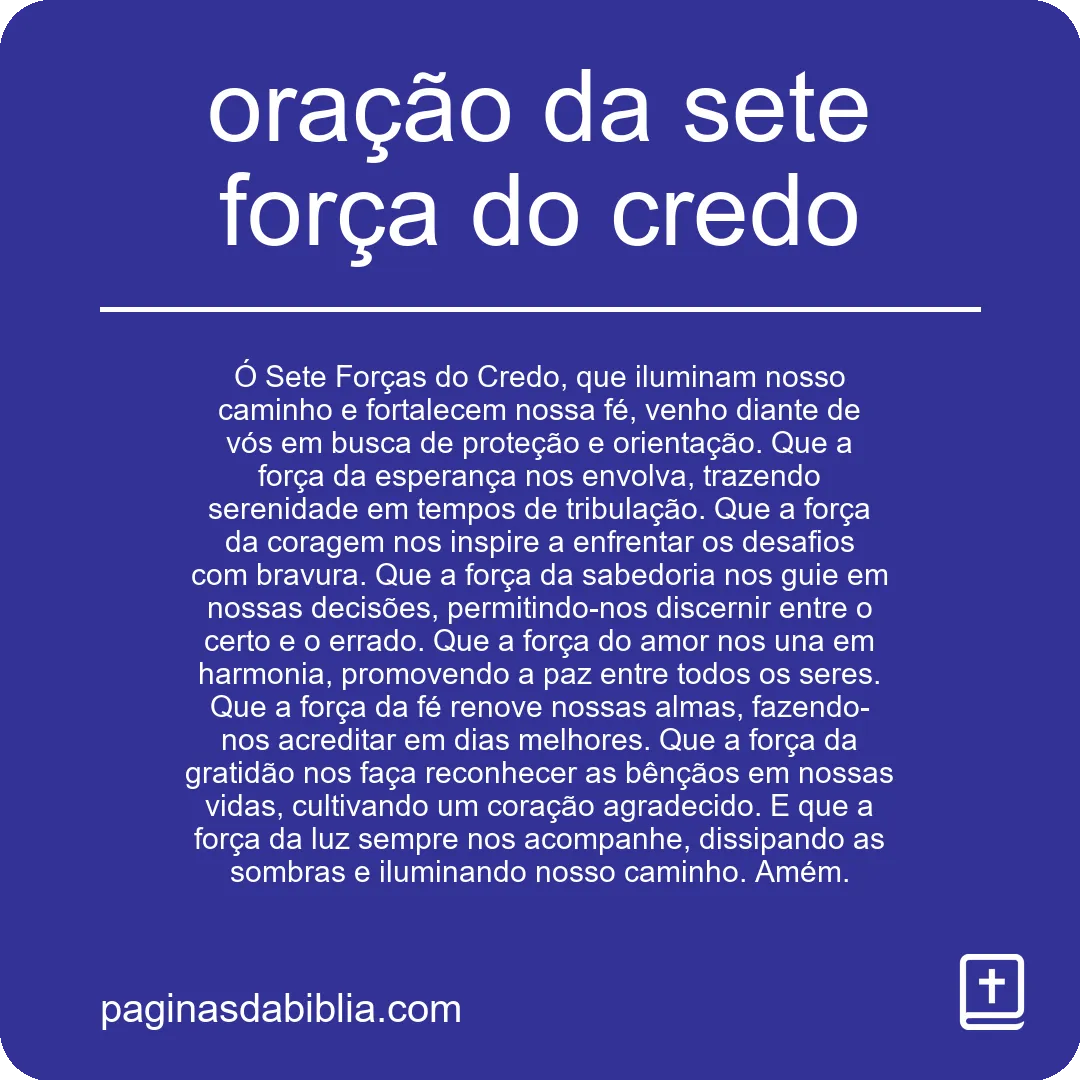 Oração da Sete Força do Credo: Fé e Proteção