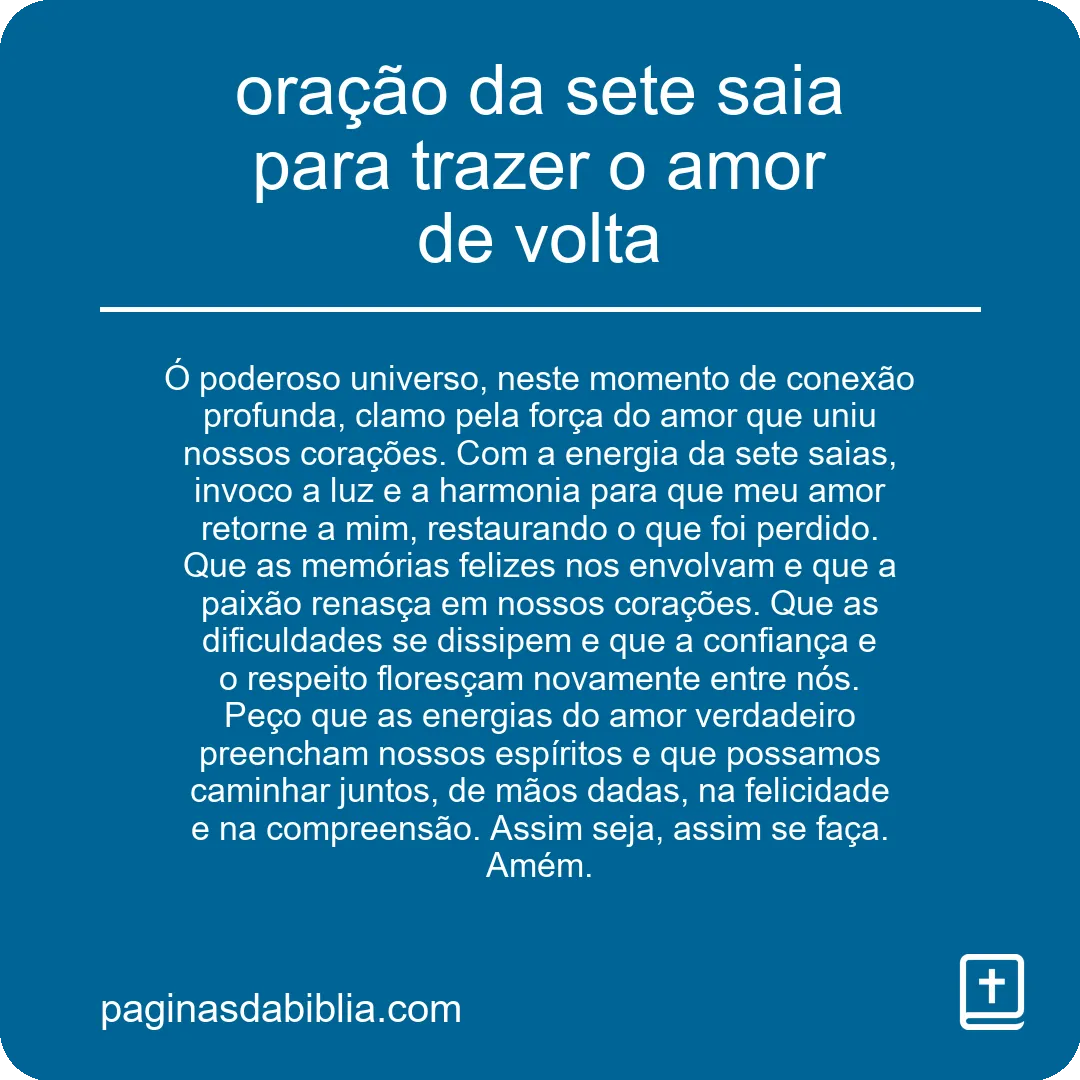 Oração da sete saias: amor de volta.