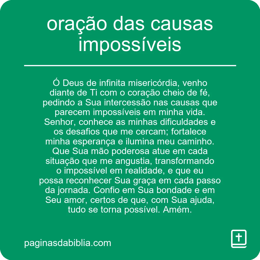 Oração das causas impossíveis: fé que move montanhas