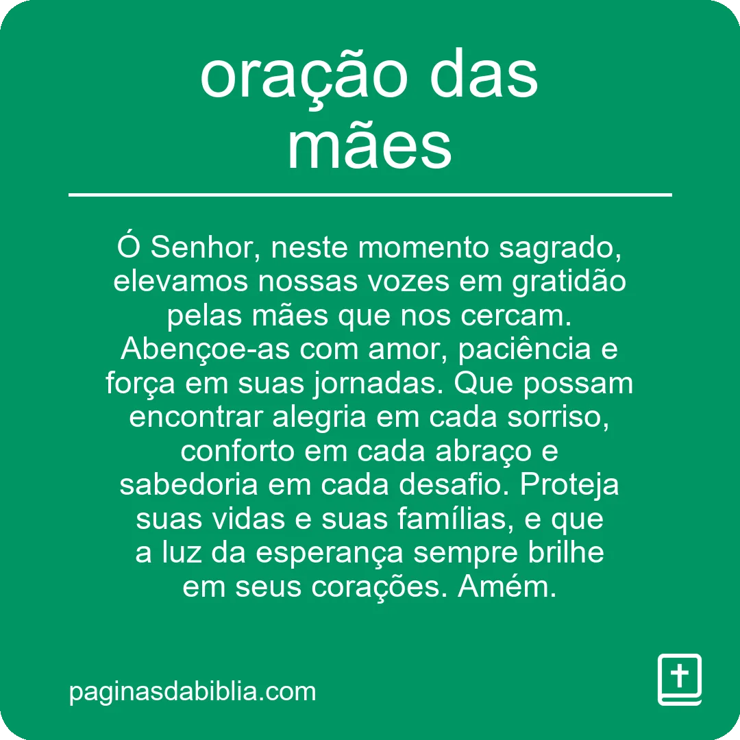Oração das mães: Poder espiritual transformador