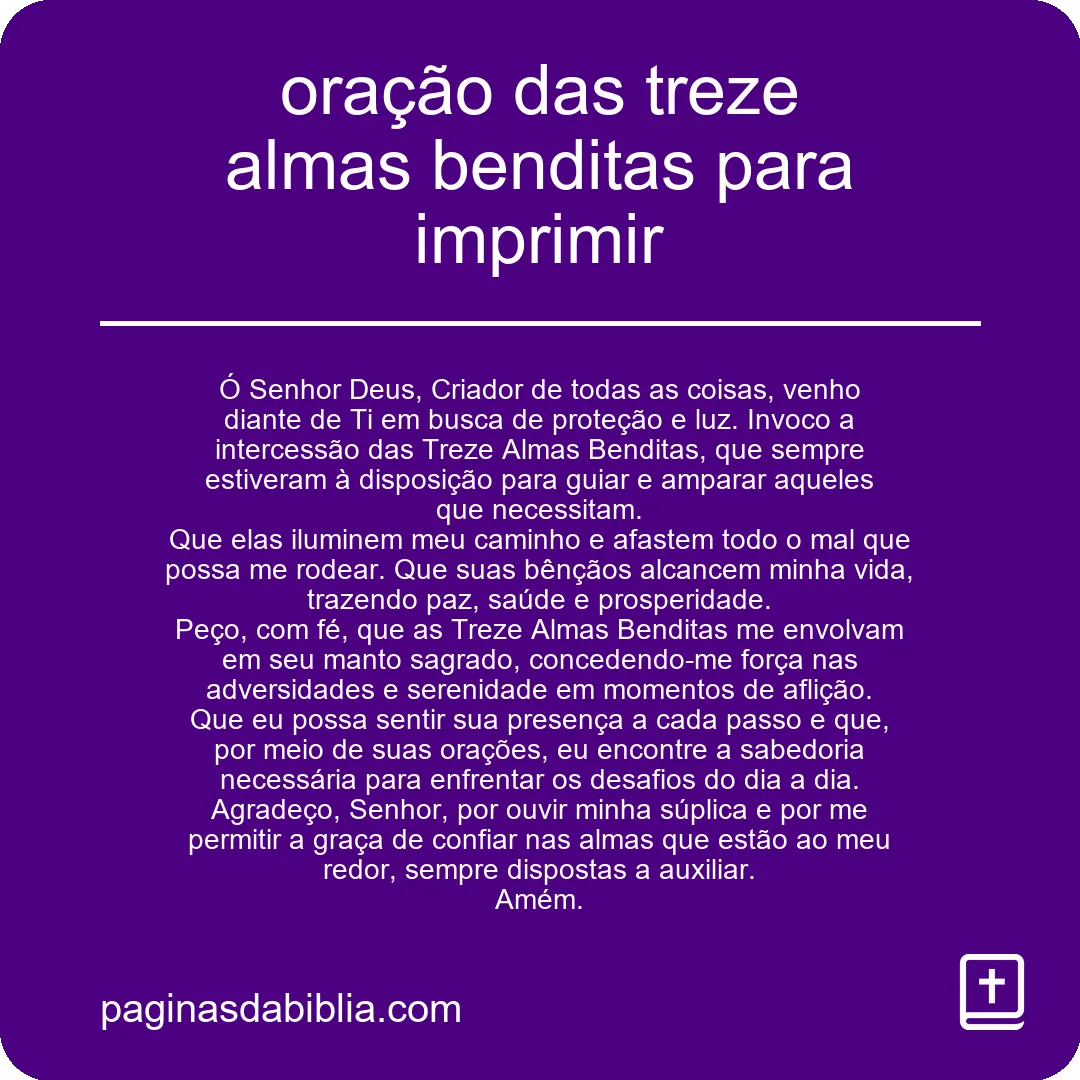 Oração das Treze Almas Benditas: Imprima para Conexão Forte