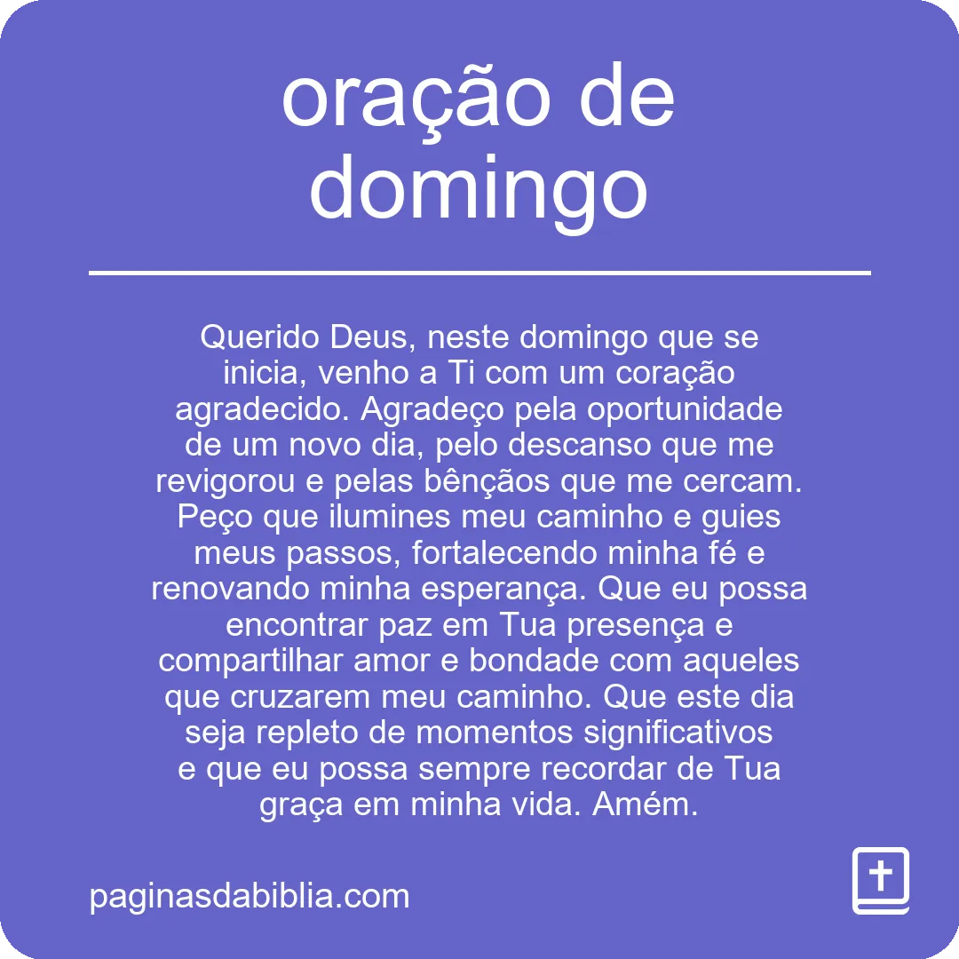 Oração de domingo: Poder Transformador para a Alma