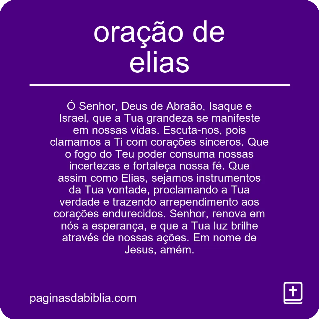 Oração de Elias: Poder Transformador para a Alma