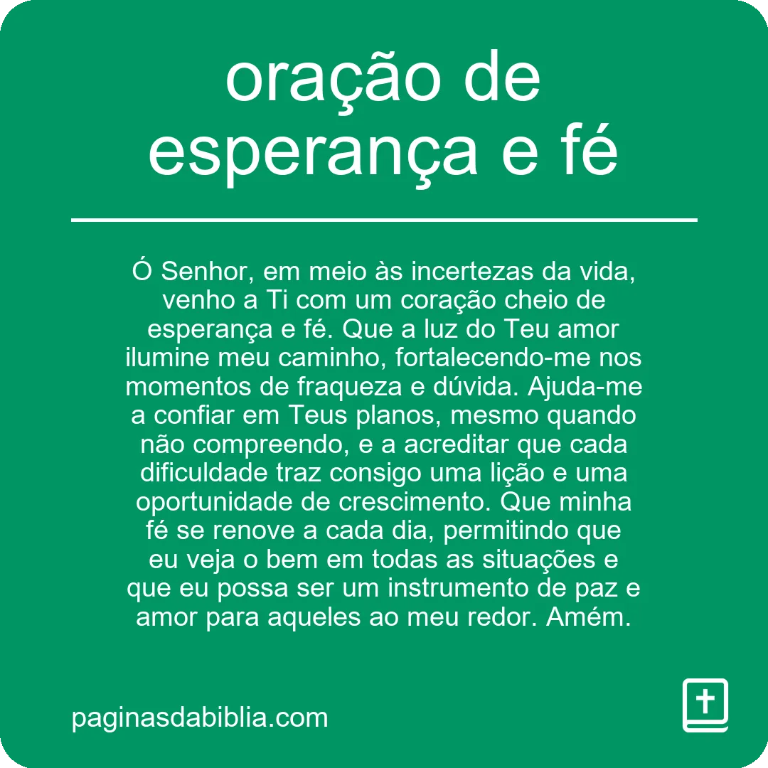 Oração de Esperança e Fé: Poder Transformador.
