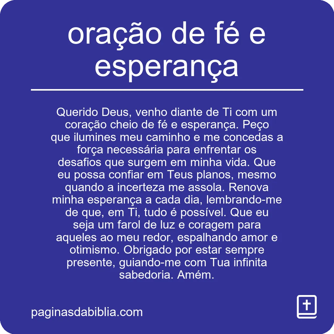 Oração de fé e esperança: Poder transformador divino