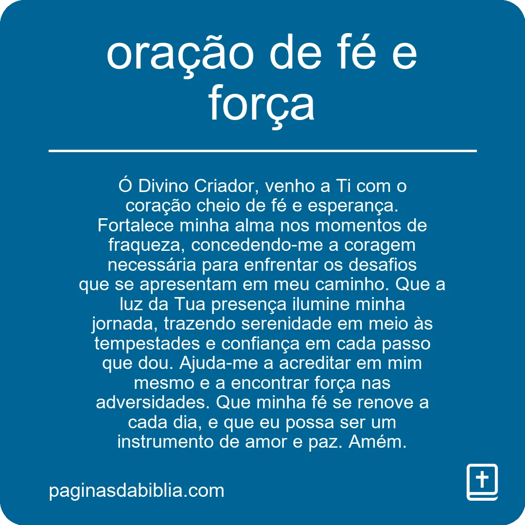 Oração de fé e força: Poder transformador em ação!