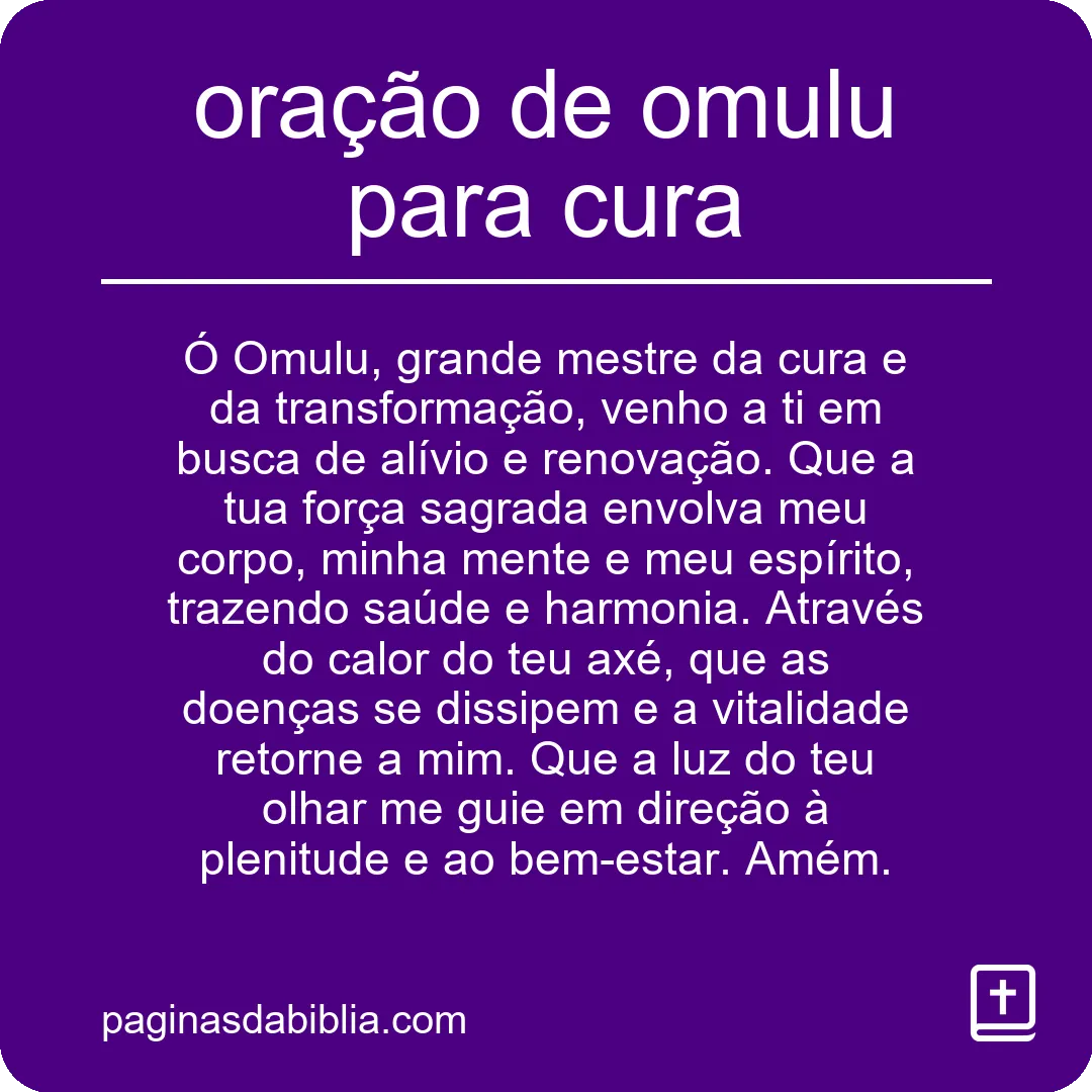 Oração de Omulu para cura: Poderoso ritual espiritual.