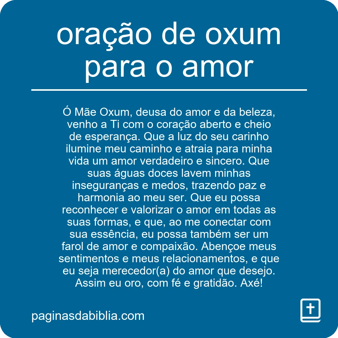 Oração de Oxum para o amor: Poder Infinito do Coração.