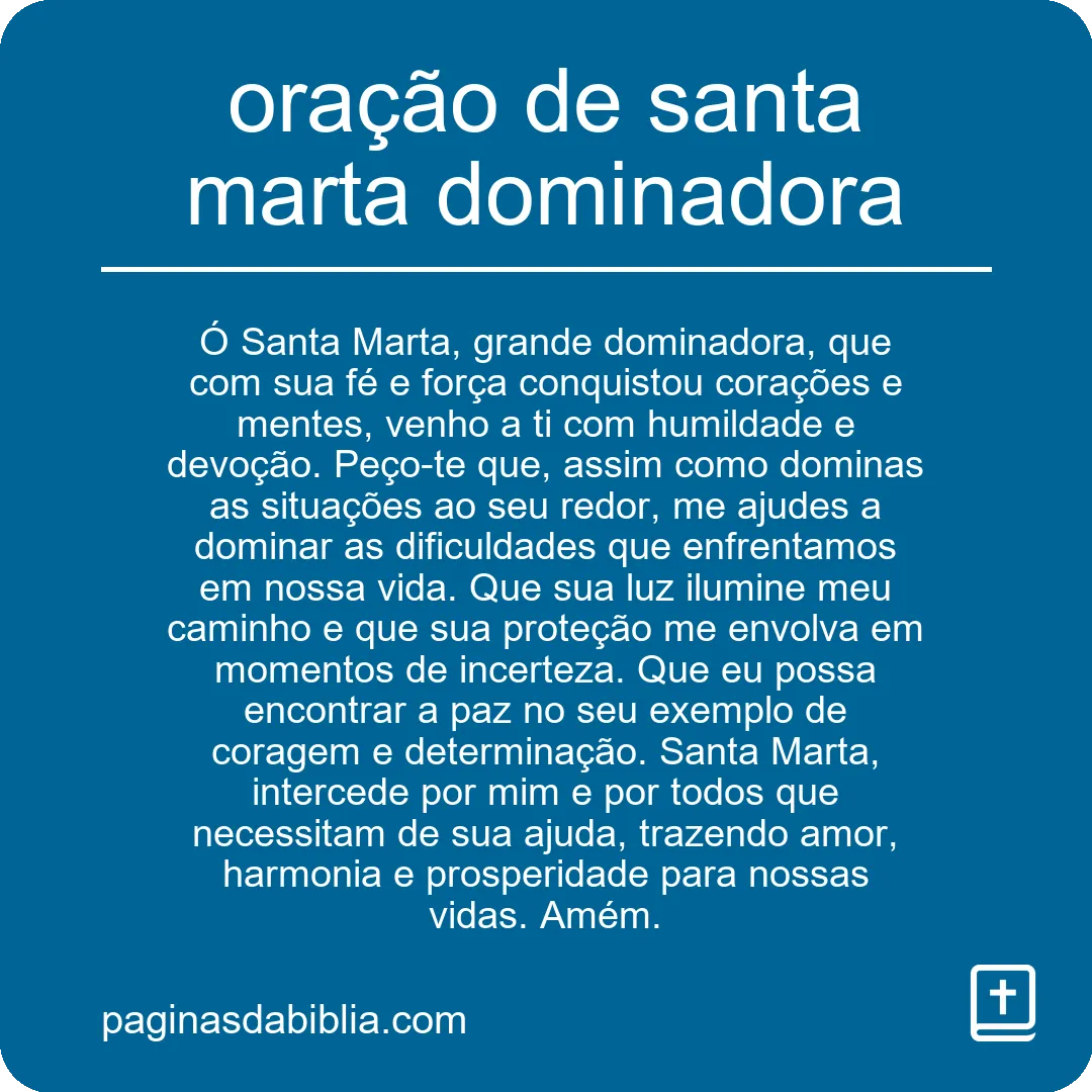 Oração de Santa Marta Dominadora: Poder Espiritual Incrível
