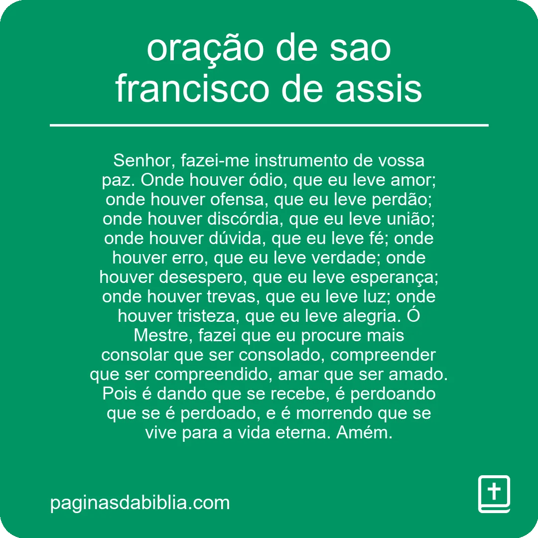 Oração de São Francisco: paz e compaixão