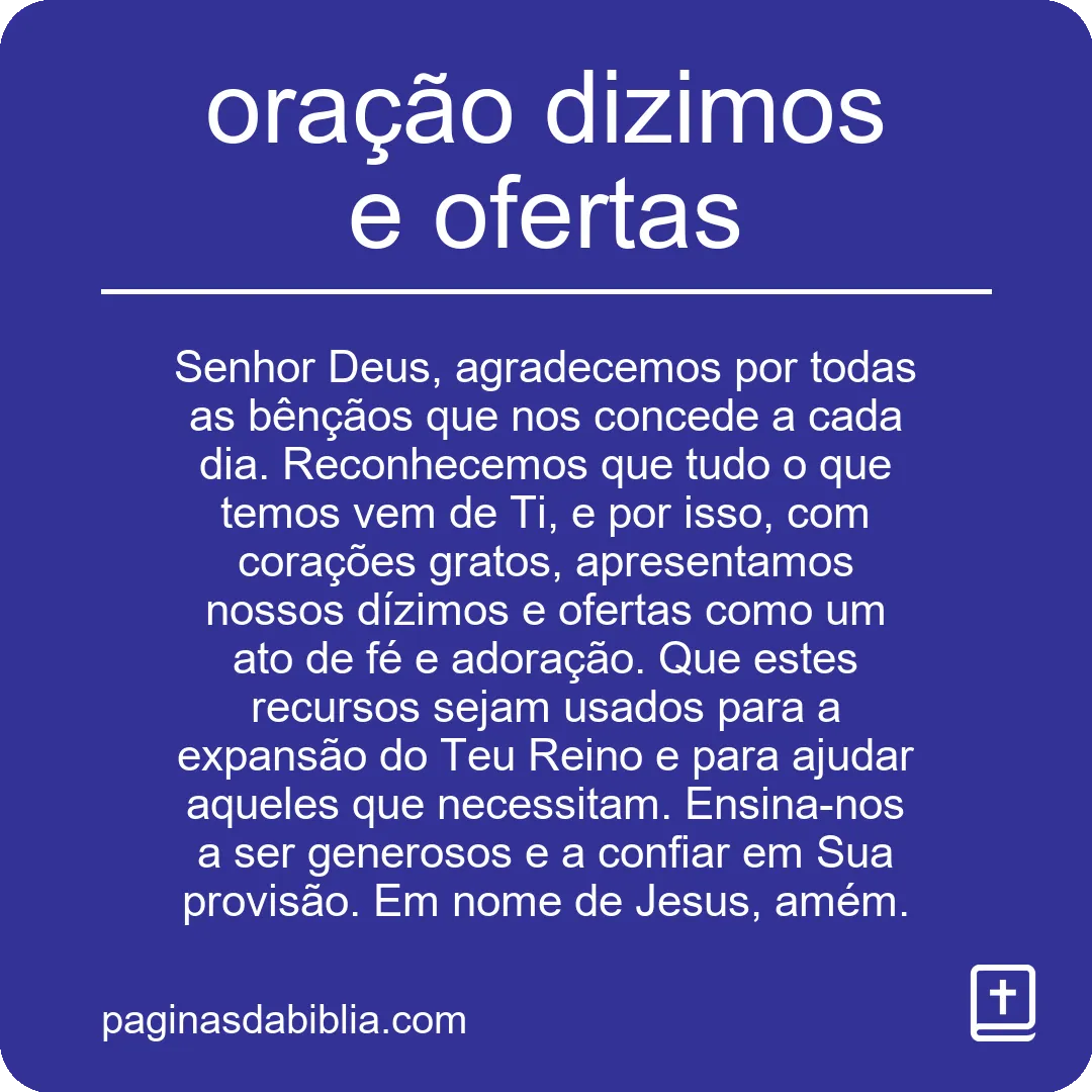 Oração: Dízimos e Ofertas Abençoados