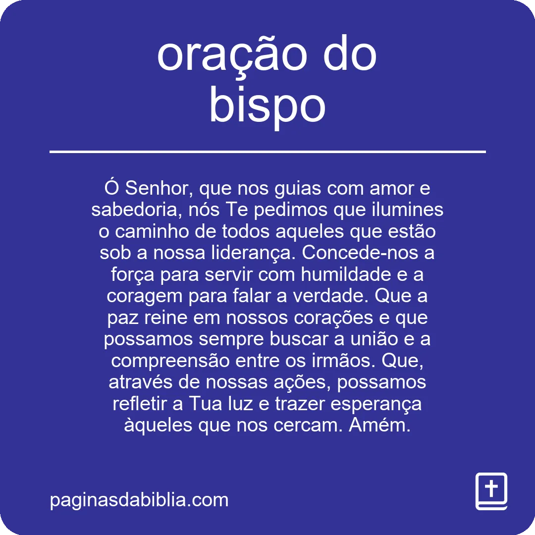 Oração do Bispo: Conexão Divina