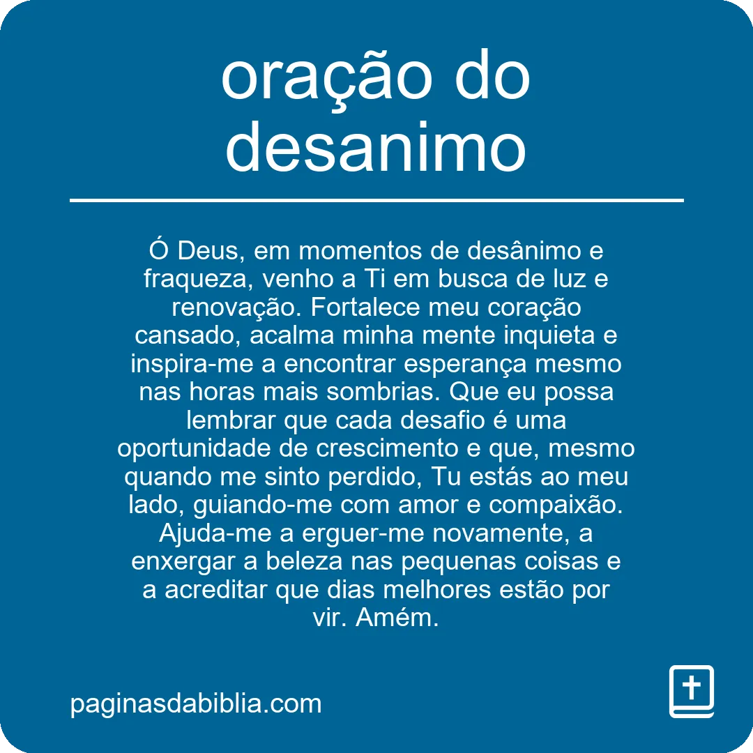 Oração do desânimo: transformação incrível através da fé.