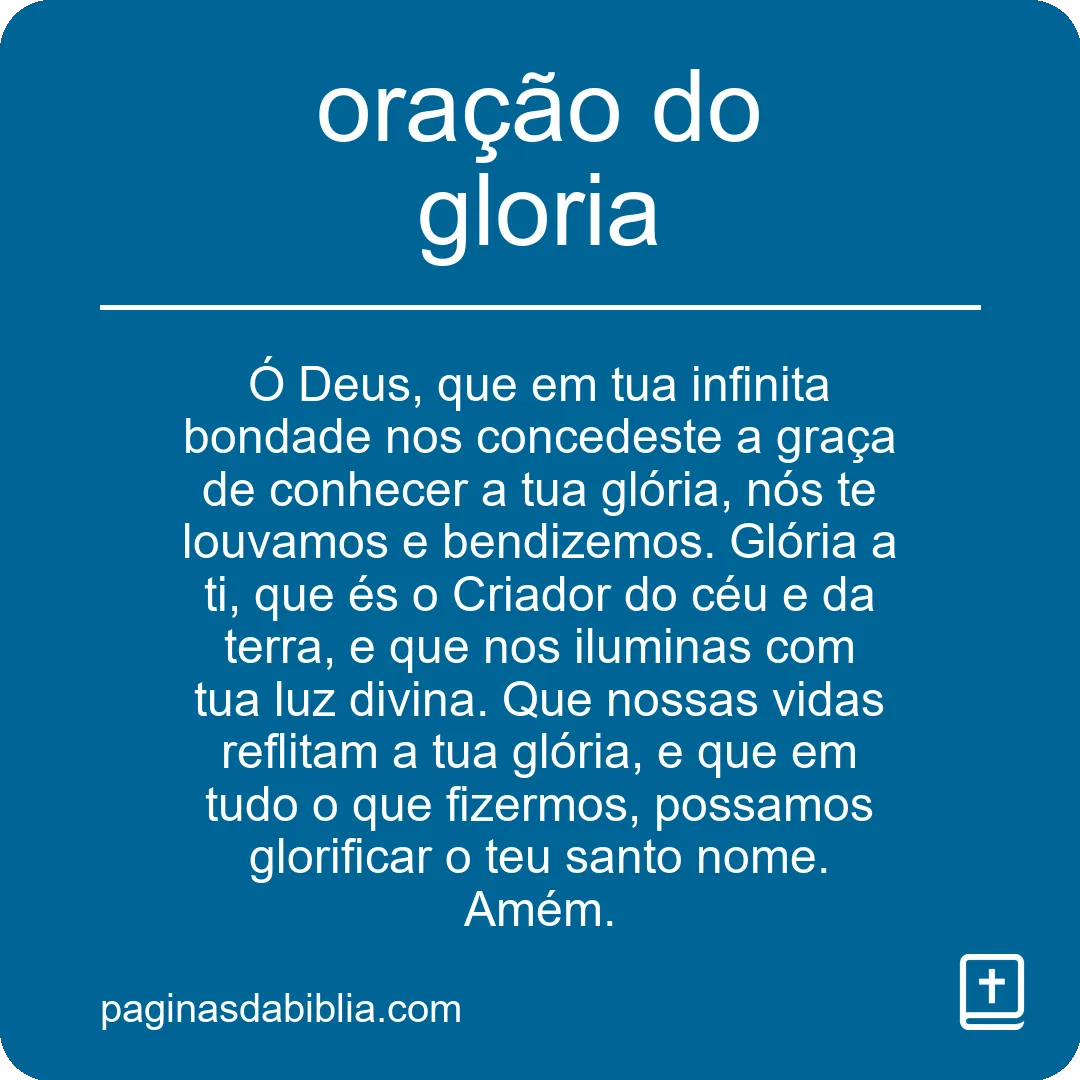 Oração do Glória: Louvor Divino