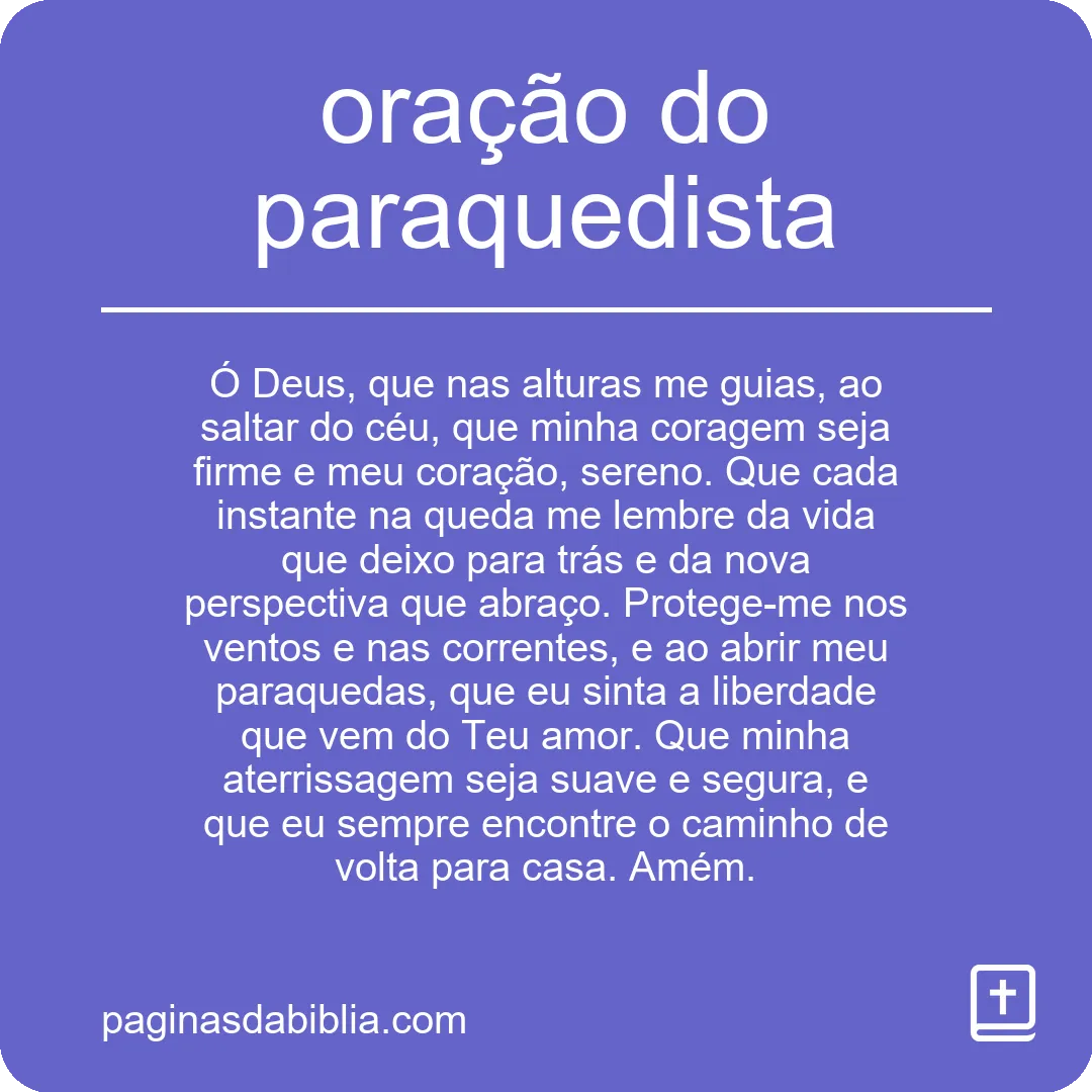 Oração do Paraquedista: Poder Transformador Espiritual